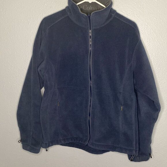 Columbia Navy Soft Full Zip Fleece Jacket Size Large - Picture 1 of 10